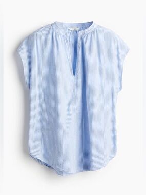 Workshop Republic Clothing Blue & White Striped V-Neck Blouse
